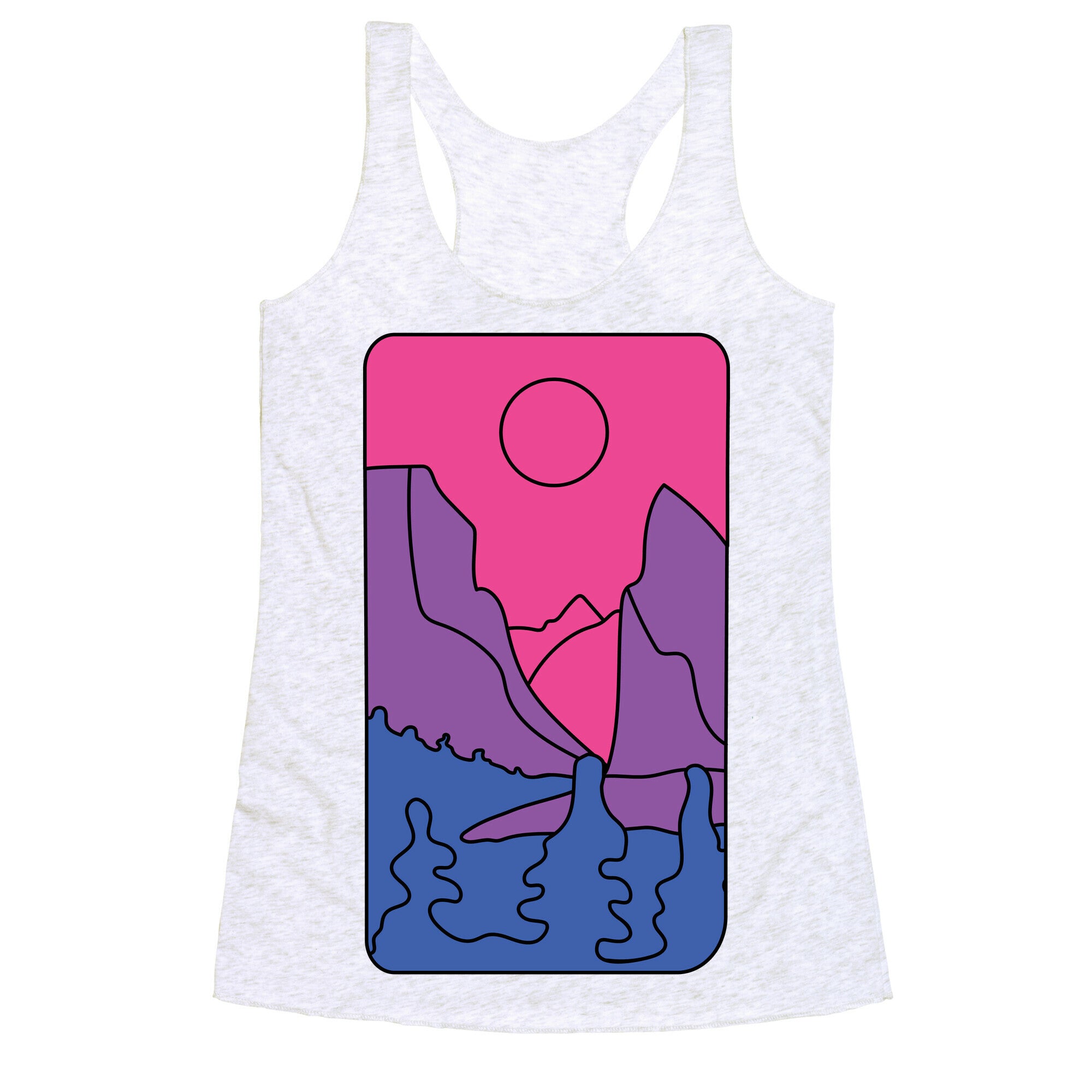 Groovy Pride Flag Landscapes: Bi Flag Racerback Tank